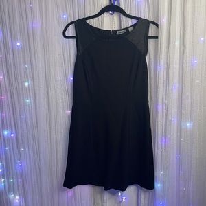 Black Midi Sheath Dress w/ Quilted “Leather” Detail